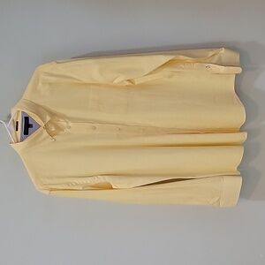 TOMMY HILFIGER men's yellow checked button-down dress shirt  Size 16.5  34/35